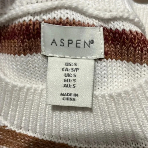 ASPEN Cream and Brown Striped Sweater. Small. Like new! - Picture 5 of 5